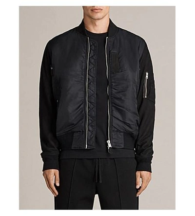 Allsaints Bate Shell And Leather Jacket In Black