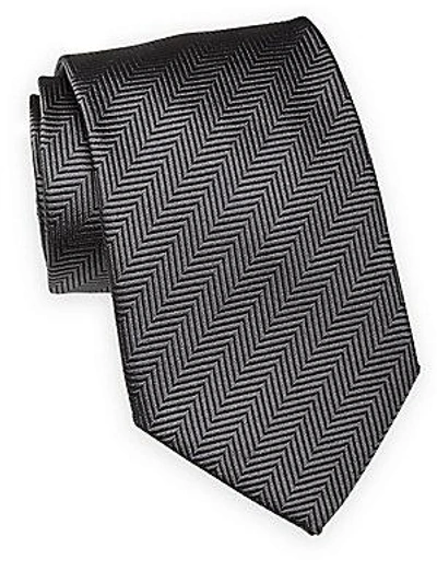 Giorgio Armani Striped Silk Tie In Dark Grey