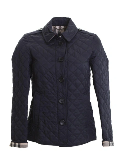 Burberry Blue Nylon Quilted Short Coat