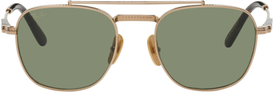 Ray Ban Frank Ii Titanium Sunglasses Gold Frame Green Lenses 54-20