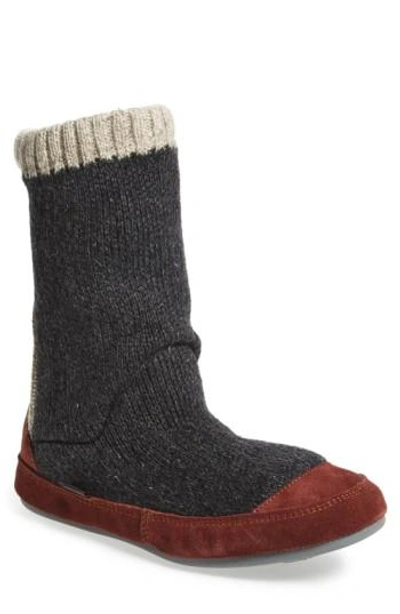 Acorn 'slouch Boot' Slipper In Charcoal Ragg Wool