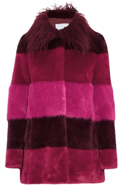 Ainea Woman Paneled Faux Fur Coat Magenta