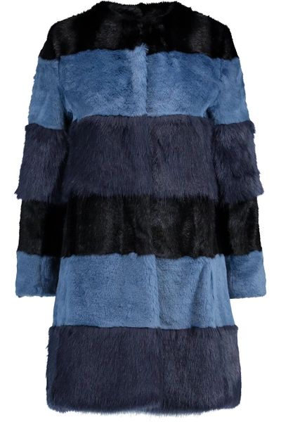 Ainea Paneled Faux Fur Coat In Storm Blue