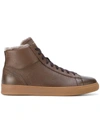 Henderson Baracco Hi-top Sneakers With Lamb Fur - Unavailable In Tabacco