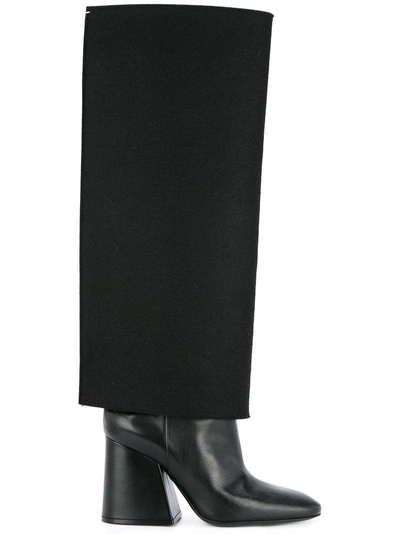 Maison Margiela Trompe L'oeil Knee High Boots In Black