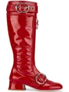 Miu Miu Red Patent Leather Zipper Knee Boots