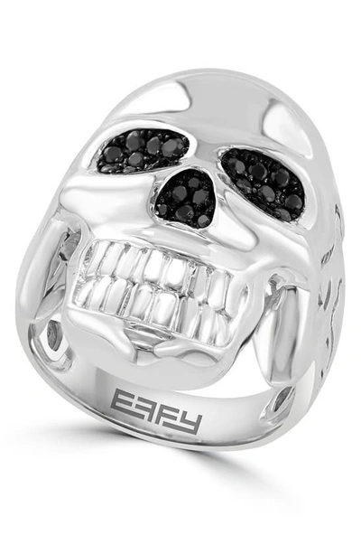 Effy Sterling Silver Pavé Black Spinel Skull Ring