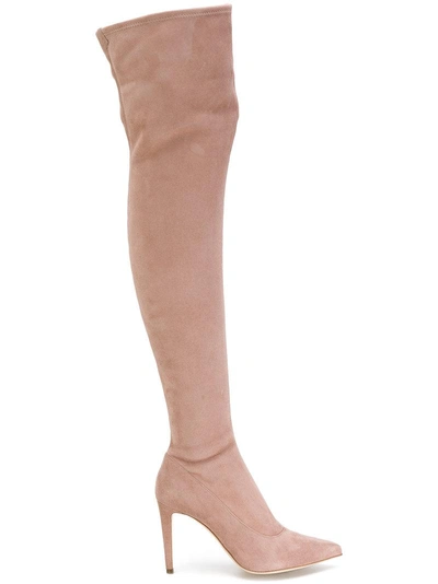Sergio Rossi Thigh High Pointed Boots In Cipria