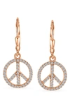 Bling Jewelry World Peace Cz Leverback Drop Earrings In Rose