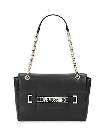 Love Moschino Chain Leather Shoulder Bag In Black