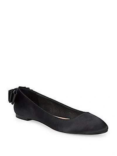 Saks Fifth Avenue Bow Back Flats In Black Satin