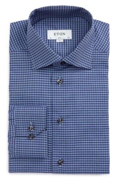 Eton Slim Fit Check Dress Shirt In Blue