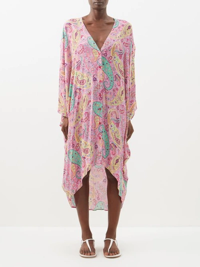 Etro Printed Floral Paisley Caftan In Pink