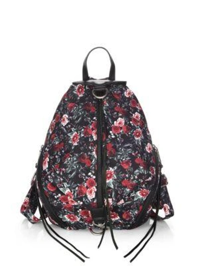 Rebecca Minkoff Julian Nylon Backpack - Red In Rose Floral/silver