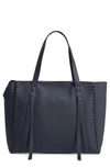 Allsaints Ray East/west Leather Tote In Light Slate Blue