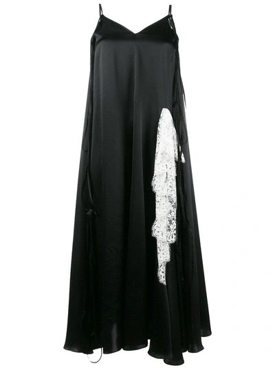 Y/project Silk Slip Dress With Lace Trim In Black
