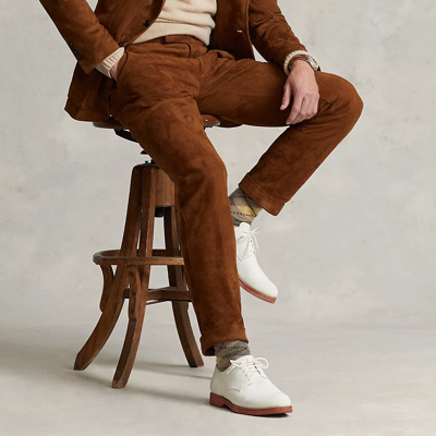 Ralph Lauren Suede Suit Trouser In New Pale Russet