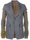 Rick Owens Ramie Canvas Blazer With Knit Sleeves