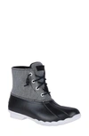 Sperry 'saltwater' Waterproof Rain Boot In Black/ White