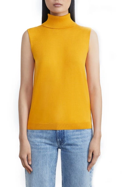 Lafayette 148 Sleeveless Knit Turtleneck Shell In Golden Yellow