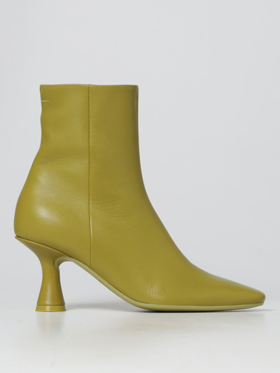 Mm6 Maison Margiela Leather Point-toe Ankle Booties In Olive