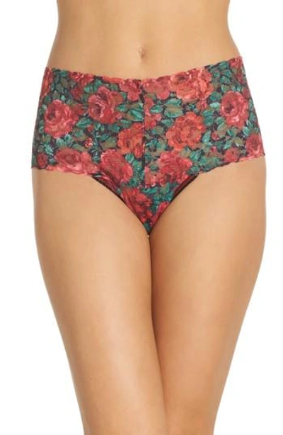 Hanky Panky Moody Blooms Retro Thong In Roses Are Red
