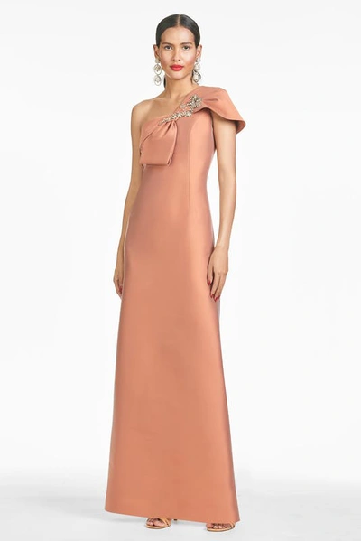 Sachin & Babi Ines Flower-embellished Bow Gown In Brown