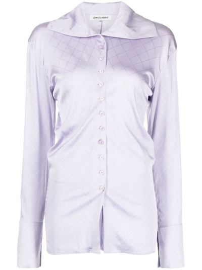 Low Classic Printed Button-front High-neck Shirt In Purple