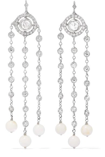 Loree Rodkin Christina 18-karat White Gold, Diamond And Coral Earrings