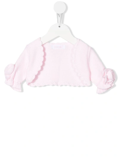 Mimilù Babies' Floral-appliqué Knitted Cardigan In Rosa