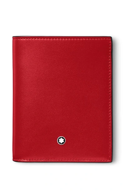 Montblanc Meisterstuck Compact Leather Wallet In Coral/black