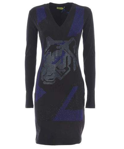 Versace V-neck Dress In Nero