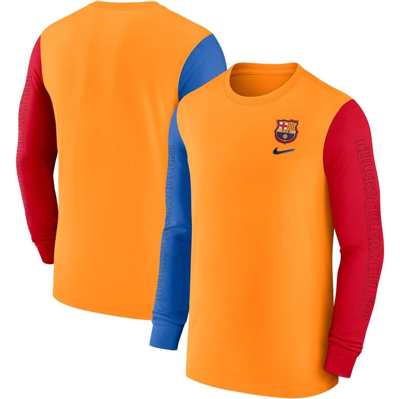 Nike Men's  Fc Barcelona Long-sleeve Soccer T-shirt In Orange