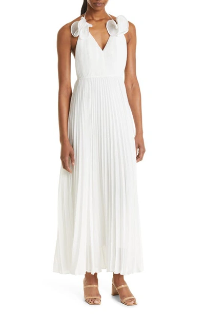 Milly Evie Pleated Evening Dress In White