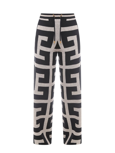 Balmain Monogram Pattern Track Trousers In Black