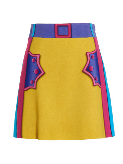 Moschino Striped A-line Miniskirt In Yellow
