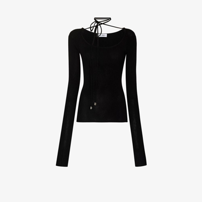 Attico Heather Cotton Blend Jumper In Black