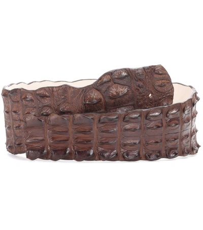 Balmain Crocodile Leather Belt In Lrowe