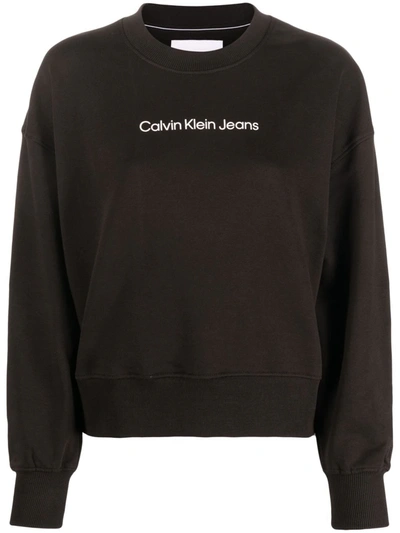 Calvin Klein Jeans Est.1978 Logo-print Cotton Sweatshirt In 黑色