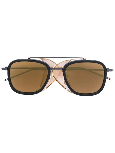 Thom Browne Black & Gold Mesh Side Sunglasses