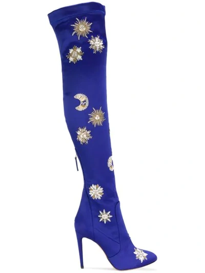 Aquazzura Dorado 105 Over-the-knee Boots In Blue