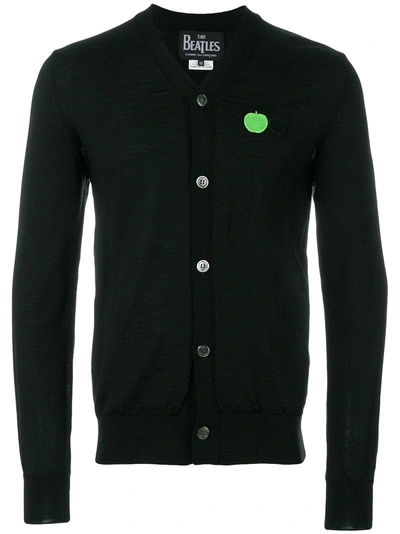 Comme Des Garçons Play Embroidered Apple Cardigan In Black