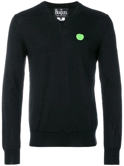 Comme Des Garçons Play V Neck Sweatshirt In Black