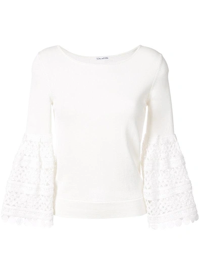 Oscar De La Renta Birdsnest Bell Sleeve Pullover