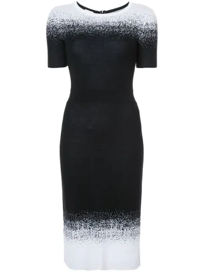 Oscar De La Renta Knitted Wool-blend Dress In Black