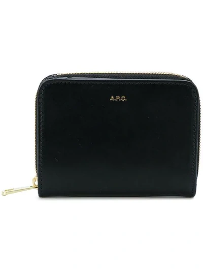 Apc Emmanuelle Zip-around Leather Wallet In Black