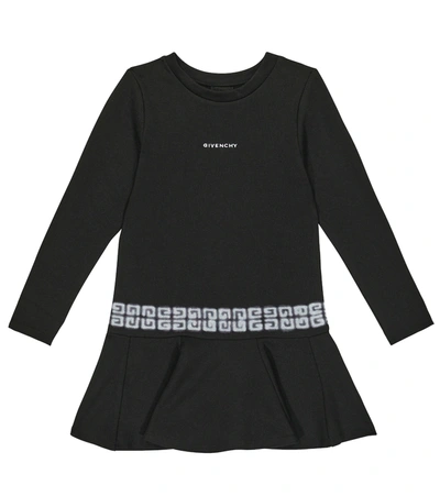 Givenchy Cotton Jersey Dress With Logo And 4g Print Kids Girl In Black
