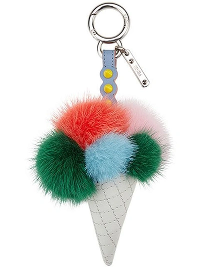 Fendi Ice Cream Fox-fur And Leather Bag Charm In Multicolour