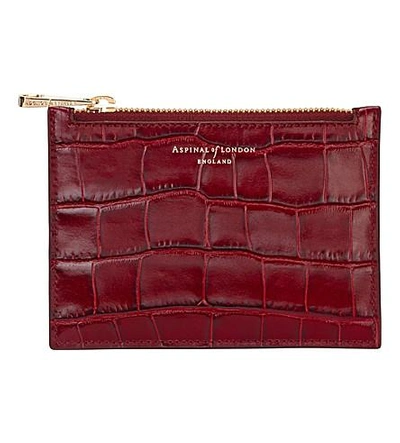 Aspinal Of London Essential Mock-croc Leather Pouch In Bordeaux