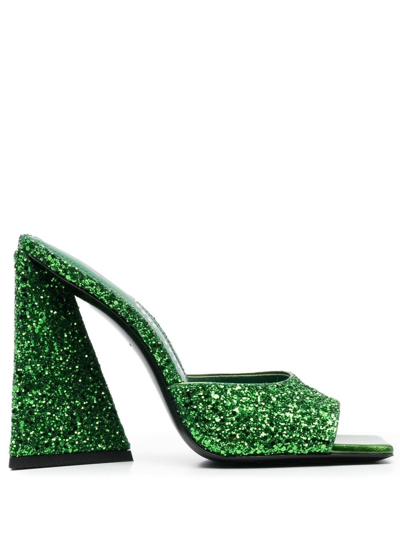 Attico The Attracto - 105 Mm Luz Sandals With Glitter In Green